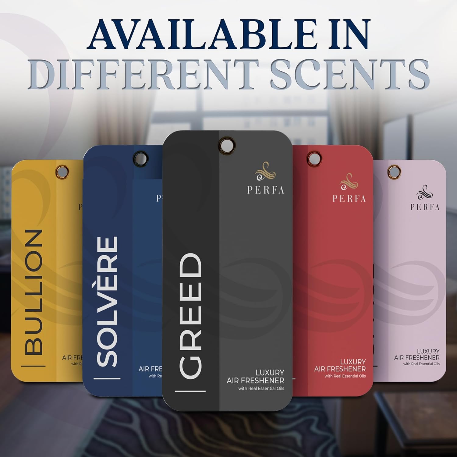 9PCS Solvère Disposable Air Fresheners for Men | Long Lasting Car Air Freshener Fragrance | Lasts for 2 Weeks | Strong Car Perfume with Odour Eliminating Technology | Solvère by Perfa